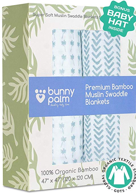 Muslin Swaddle Blanket - Blue Arrows & Chevrons (set of 2)