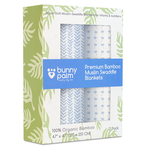 Muslin Swaddle Blanket - Blue Arrows & Chevrons (set of 2)